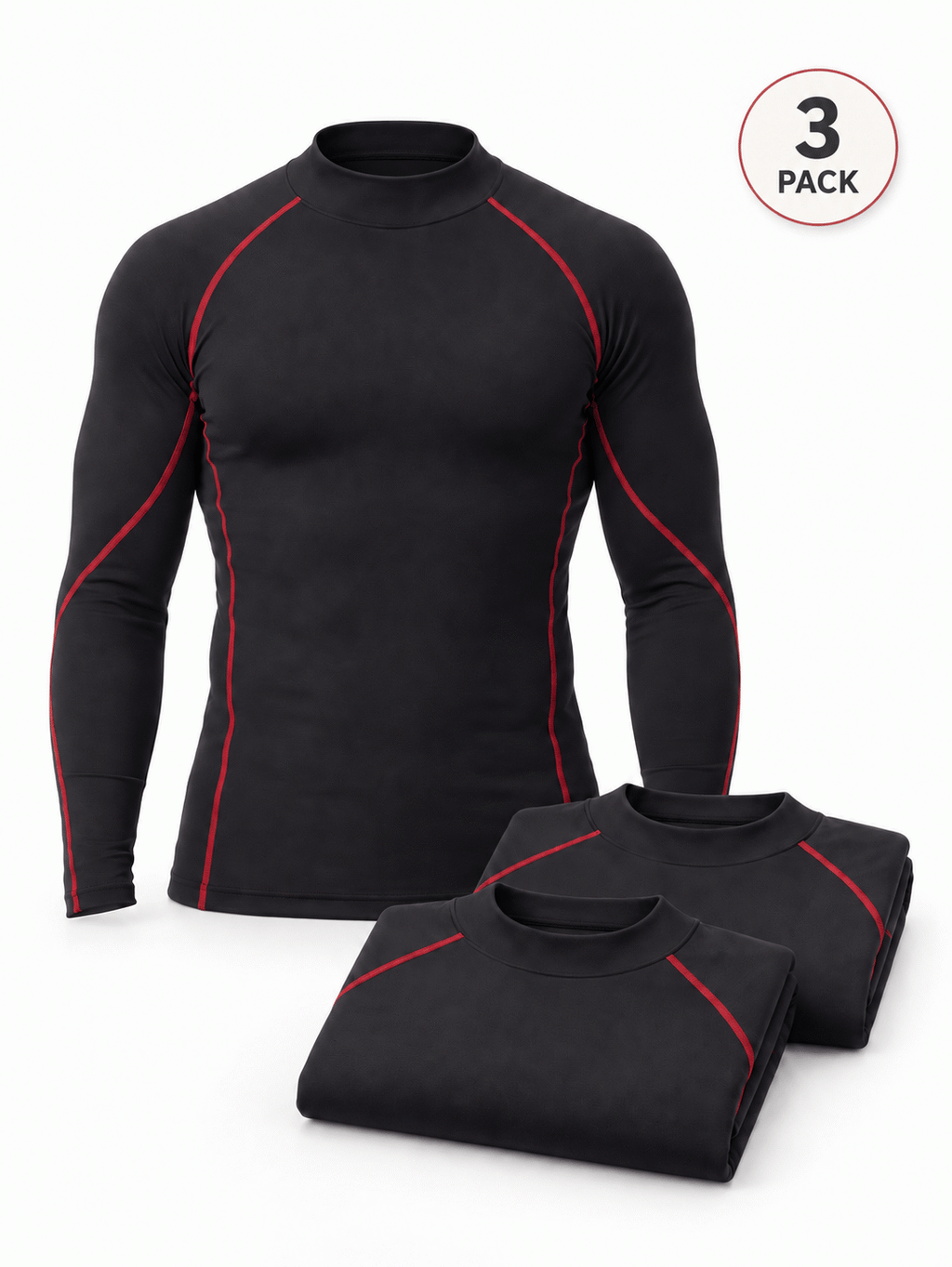 Men's Long Sleeve Compression Shirts 3-Pack