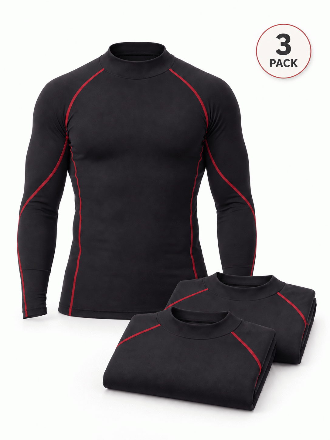 Men's Long Sleeve Compression Shirts 3-Pack