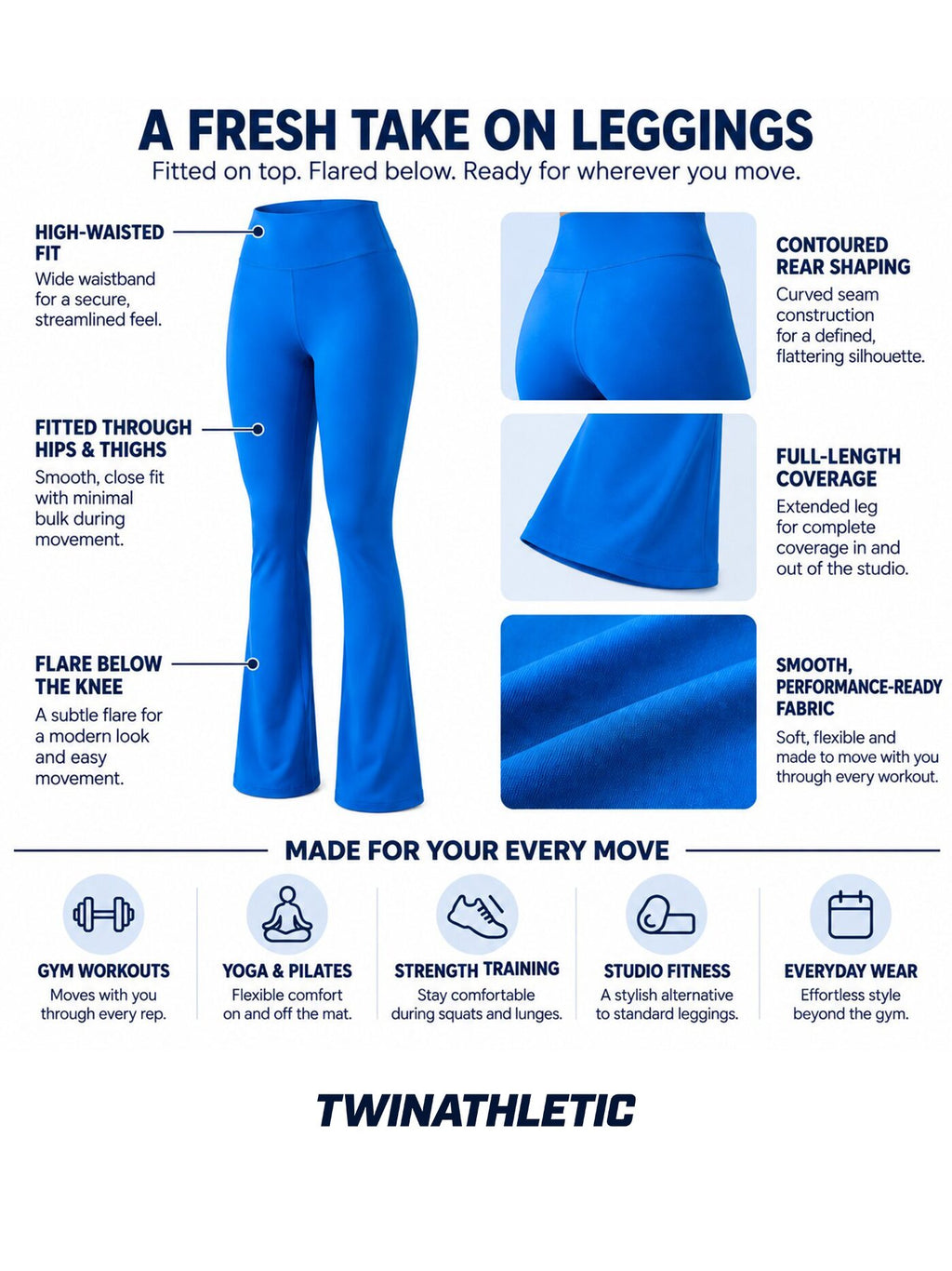 High-Waisted Flared Workout Leggings