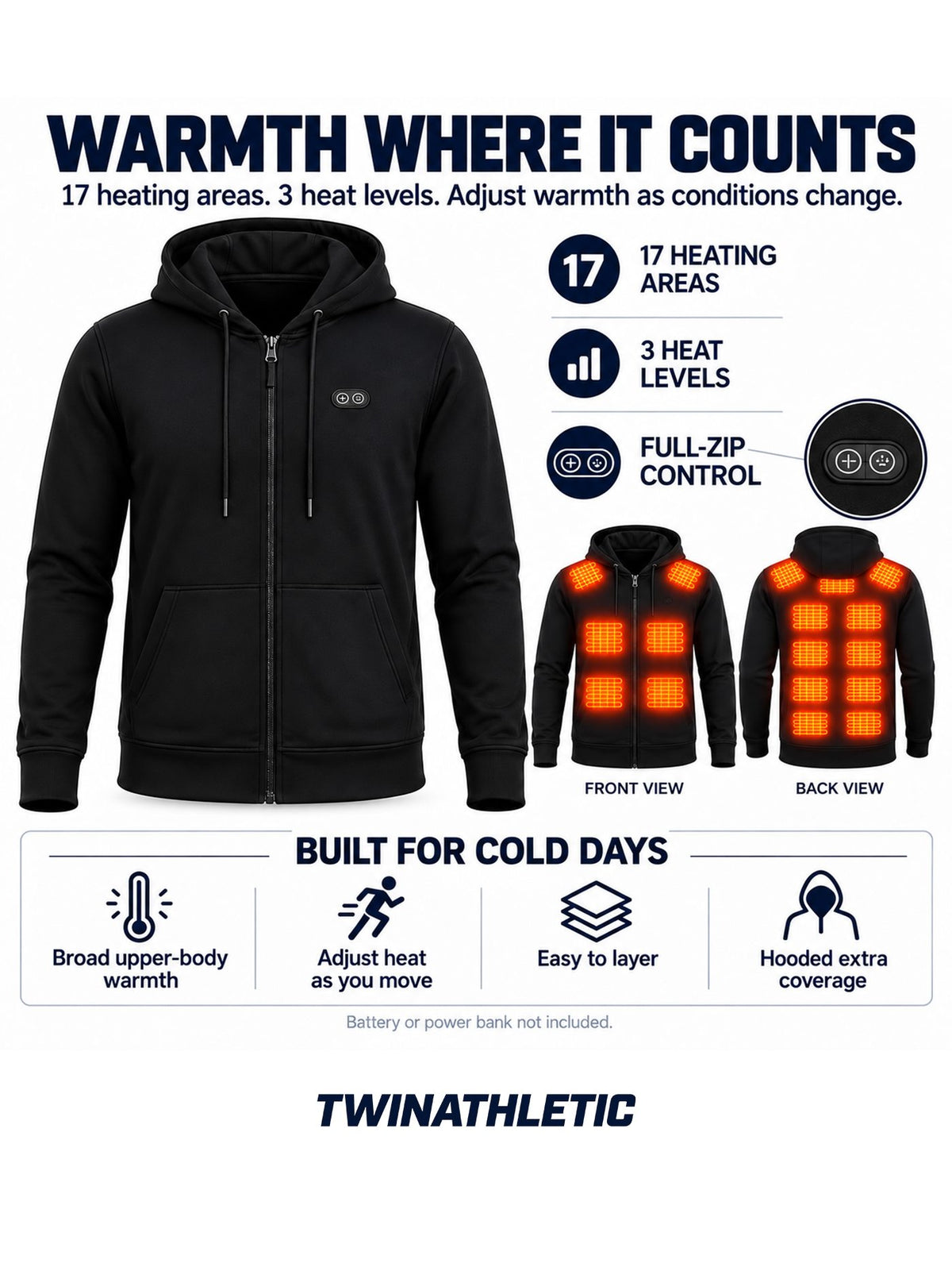 17-Zone Heated Full-Zip Hoodie
