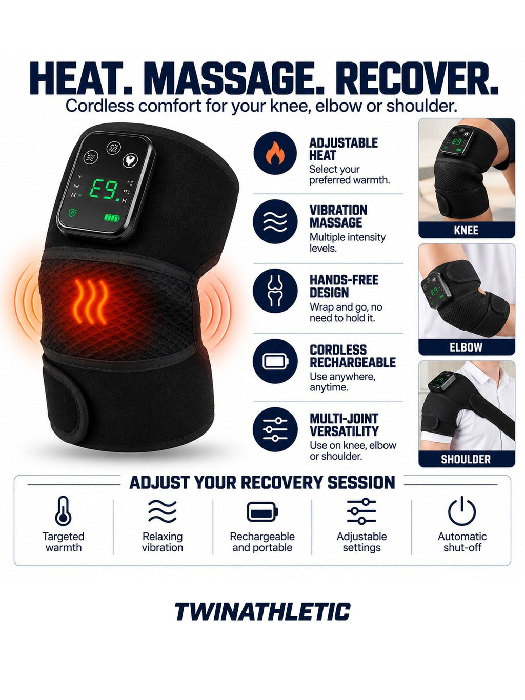 Rechargeable Heat & Vibration Joint Massager