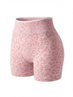 High-Waisted Leopard Scrunch Workout Shorts