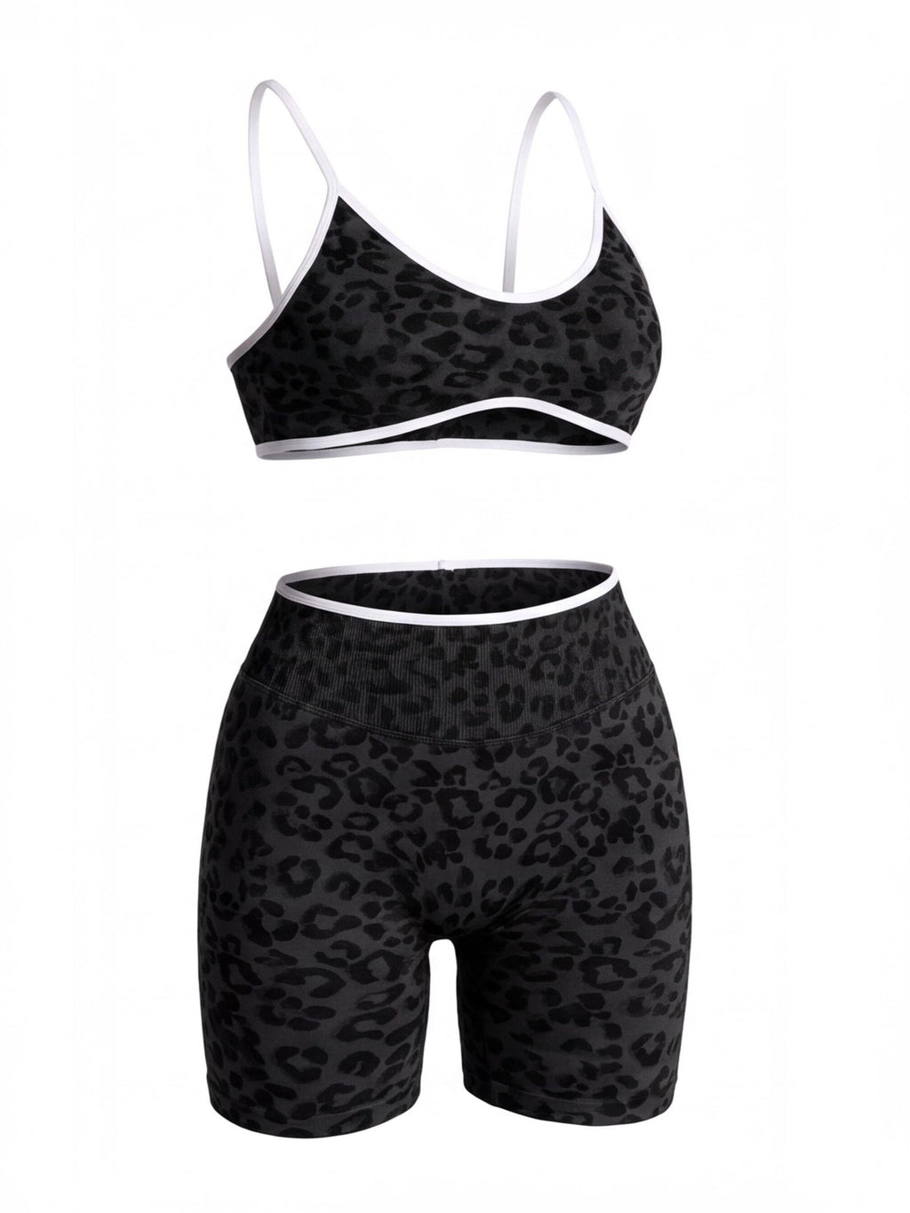 Leopard Two-Piece Sports Bra & Shorts Set