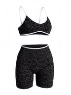 Leopard Two-Piece Sports Bra & Shorts Set