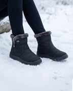 Plush-Lined Zip Winter Ankle Boots with Tread