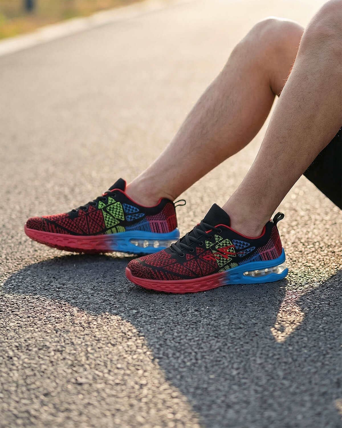 Air Cushion Knit Walking Sneakers with Heel Pull-Tab
