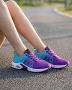 Air Cushion Knit Walking Sneakers with Lace-Up