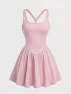 Cross-Back Sports Dress with Side Pocket