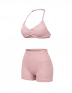 Women’s Gym Set One-Shoulder Bra and Shorts