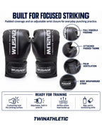 Boxing Training Gloves with Wraparound Wrist Closure