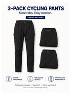 Full Length Reflective Men's Cycling Pants 3-Pack
