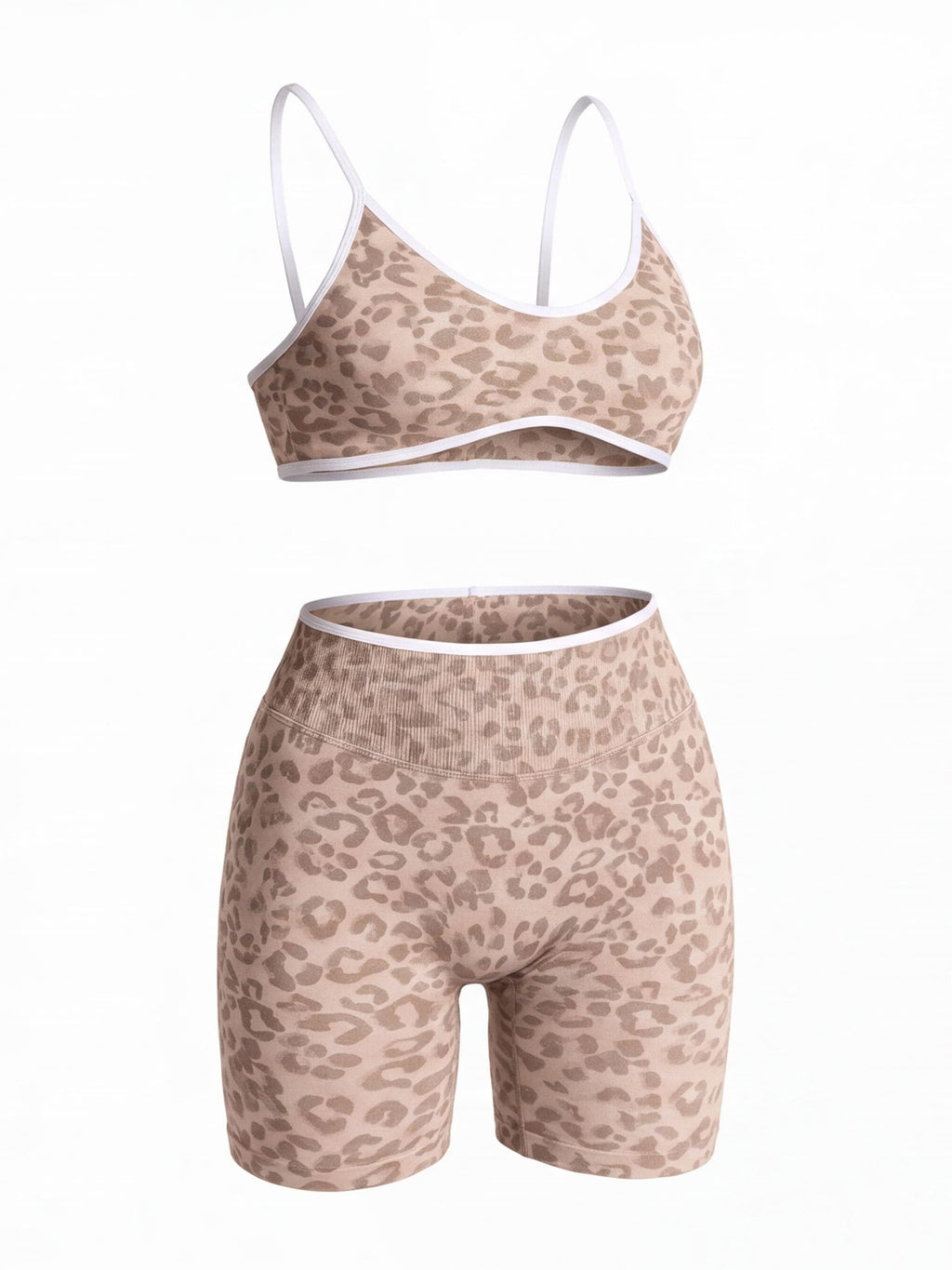 Leopard Two-Piece Sports Bra & Shorts Set