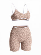 Leopard Two-Piece Sports Bra & Shorts Set
