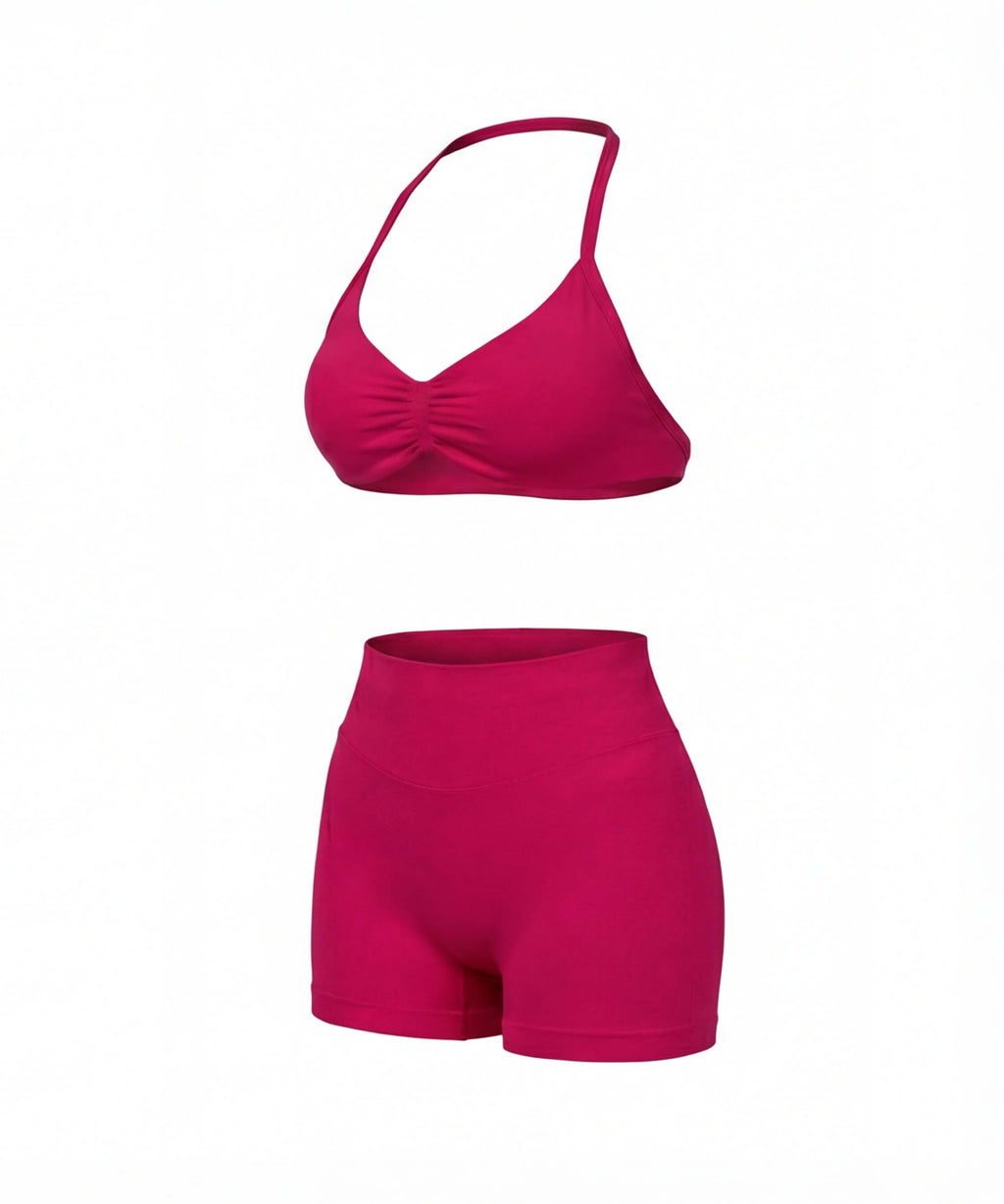 Women’s Gym Set One-Shoulder Bra and Shorts