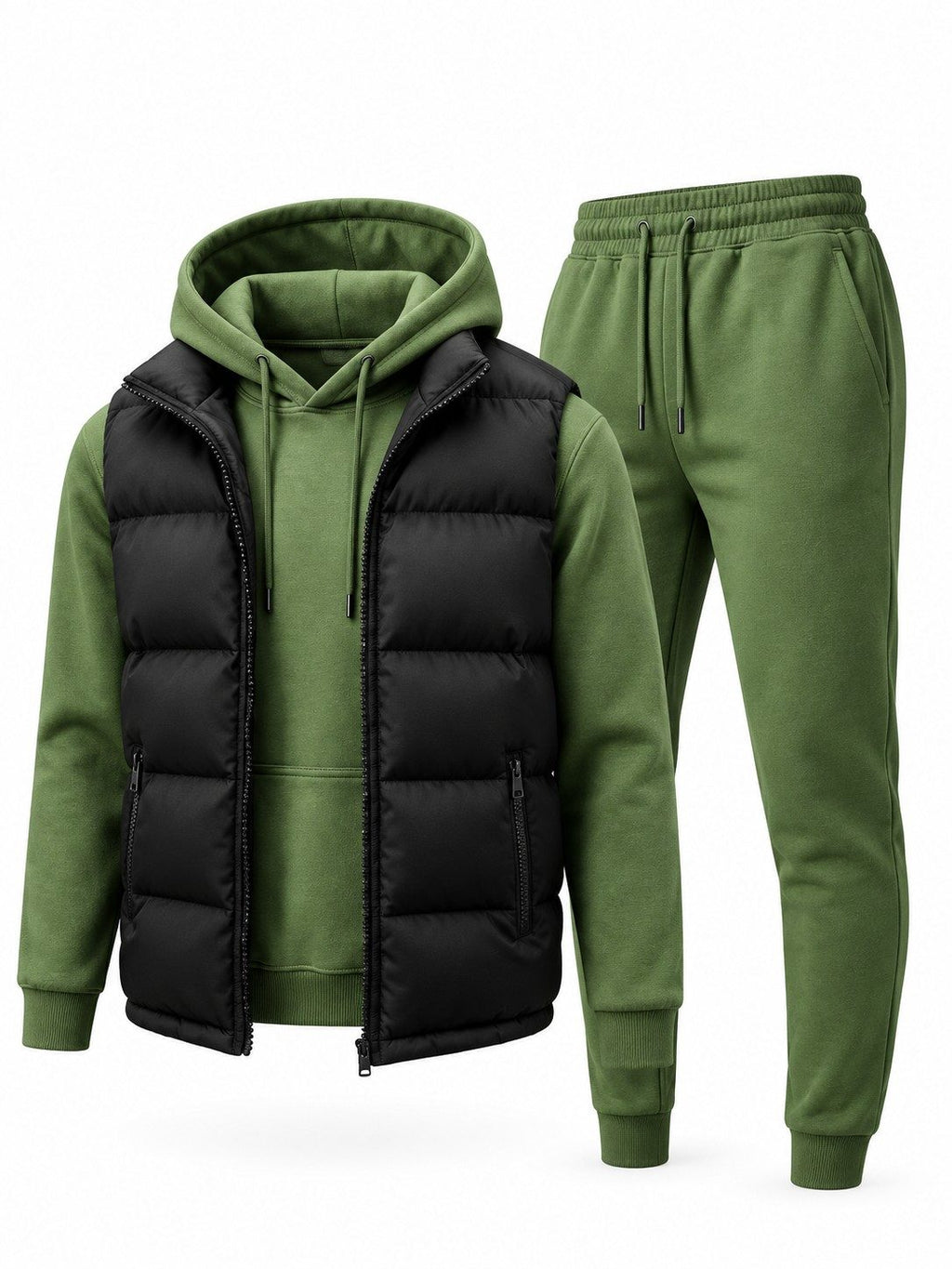 3-Piece Hoodie, Joggers & Puffer Vest Set
