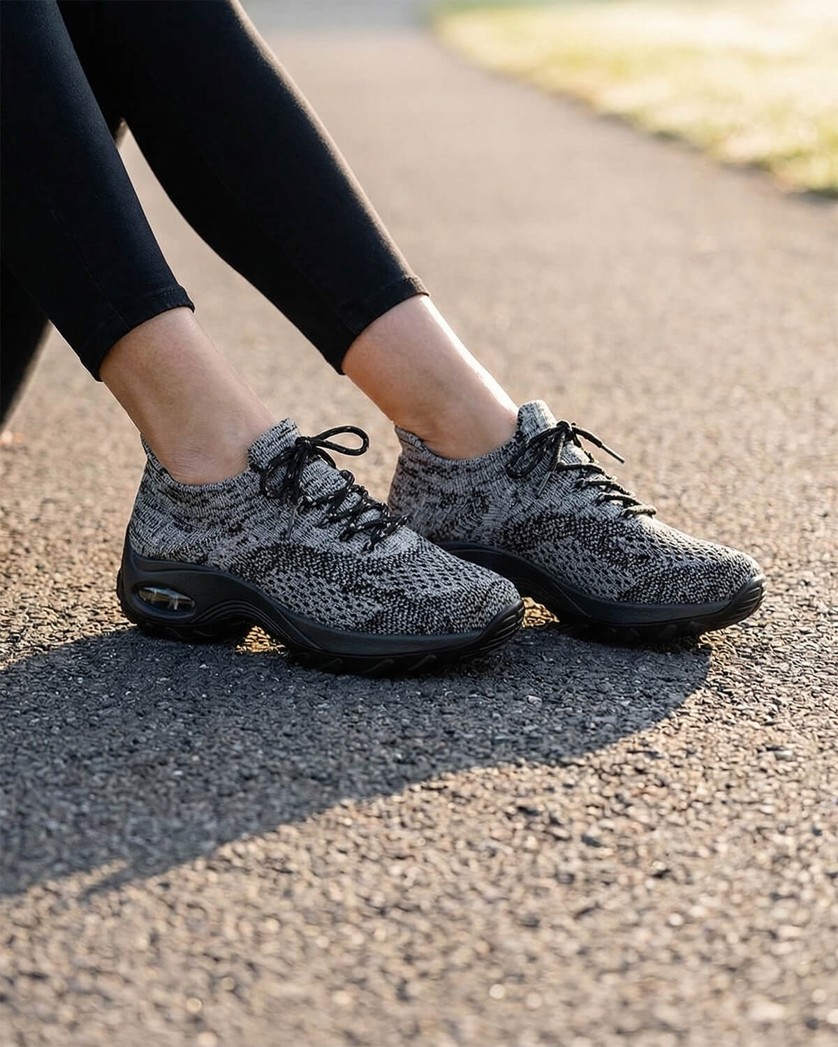 Air Cushion Knit Walking Shoes with Sock Collar