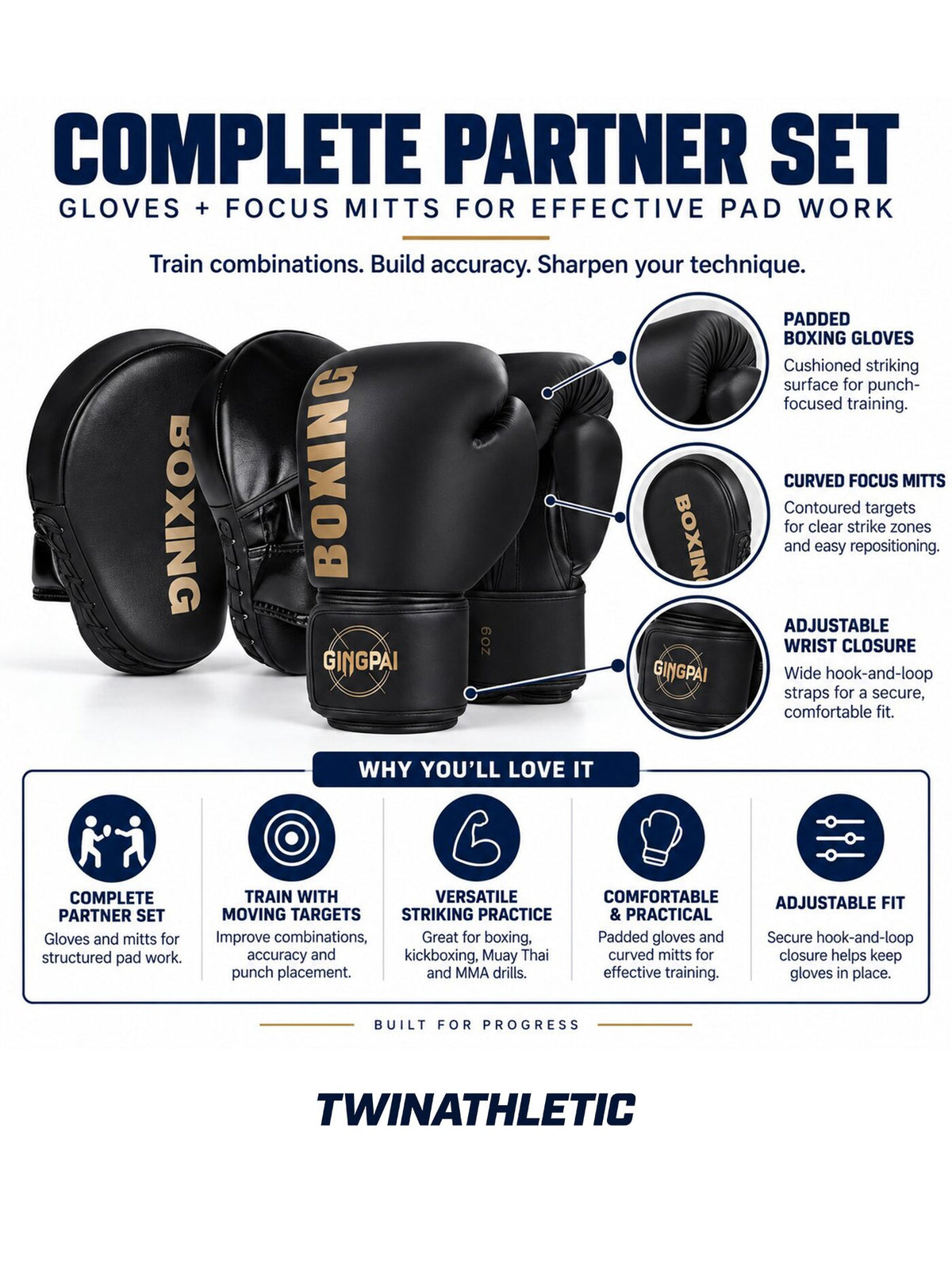 Boxing Gloves & Focus Mitt Training Set