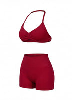 Women’s Gym Set One-Shoulder Bra and Shorts