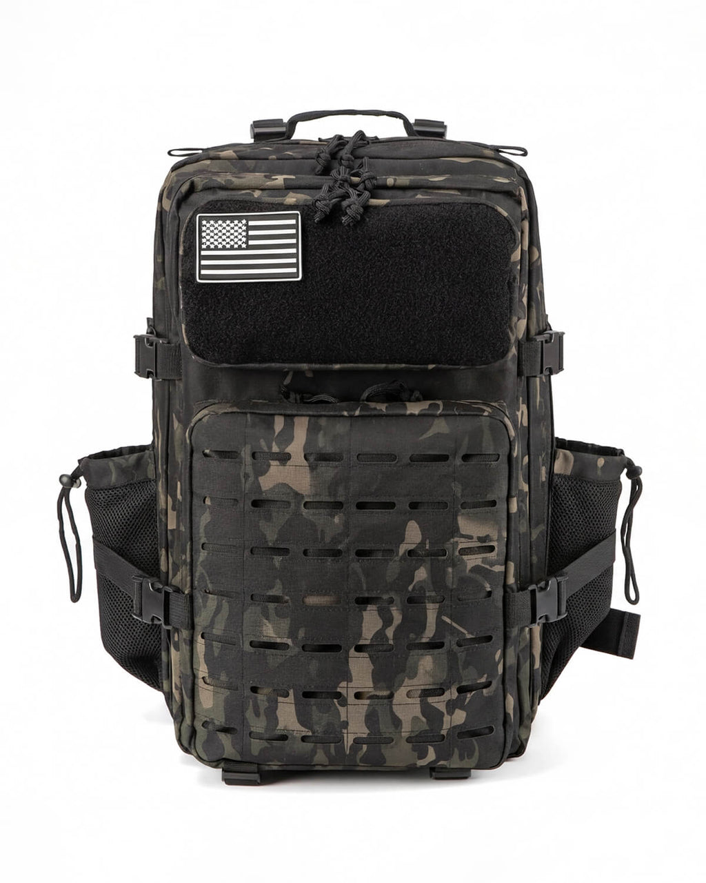 Tactical-Style Backpack with MOLLE Webbing and Patch Panel