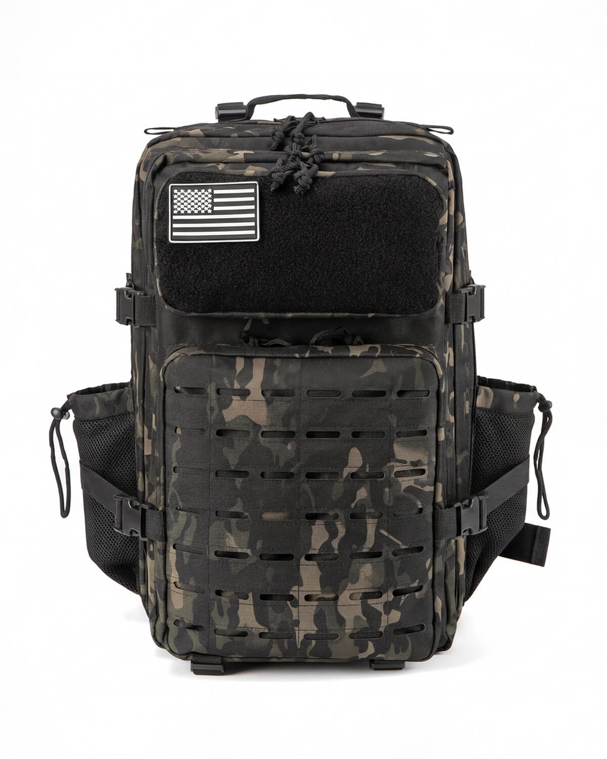 Tactical-Style Backpack with MOLLE Webbing and Patch Panel