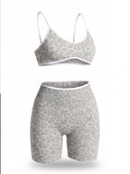 Leopard Two-Piece Sports Bra & Shorts Set