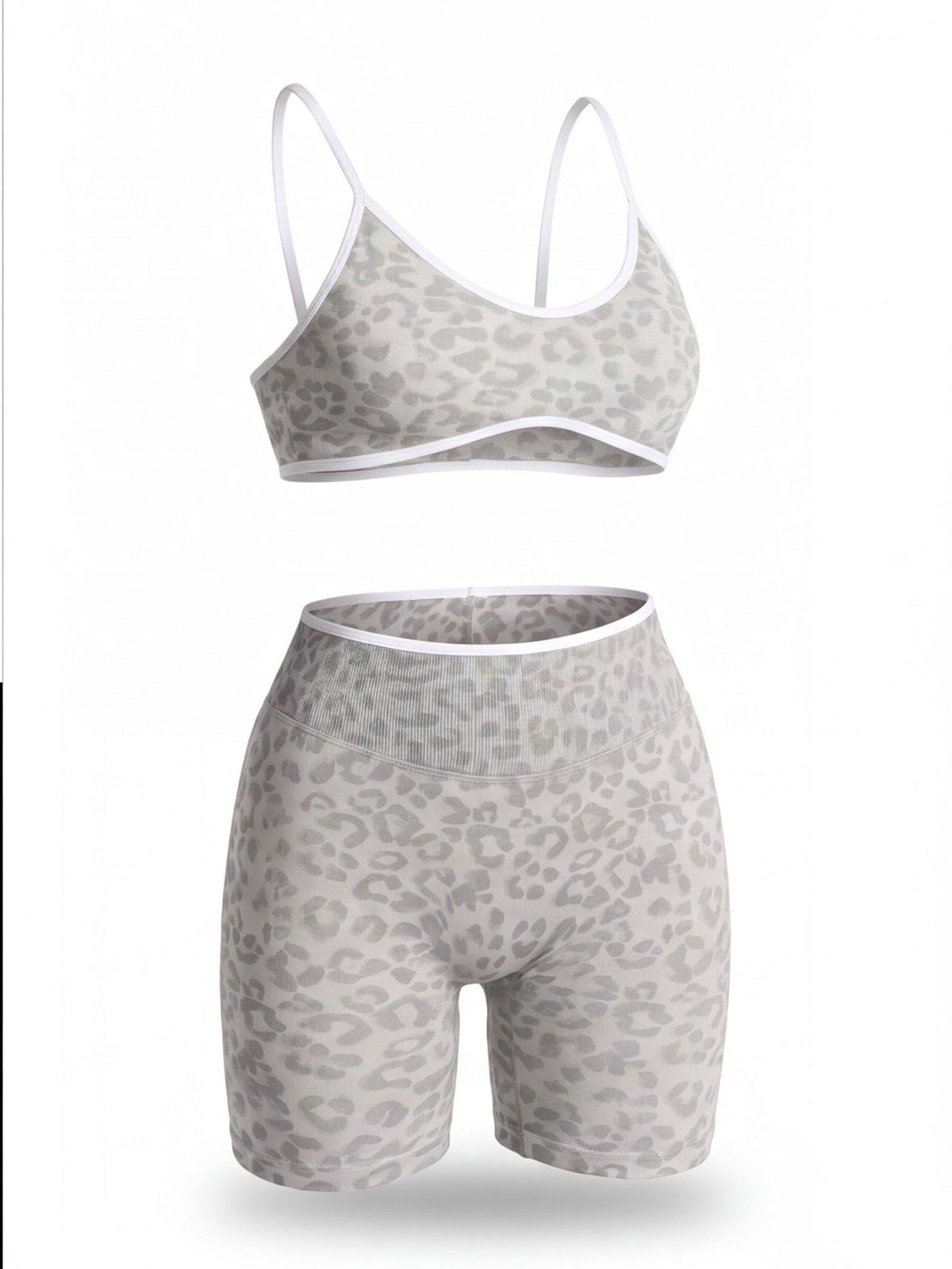 Leopard Two-Piece Sports Bra & Shorts Set