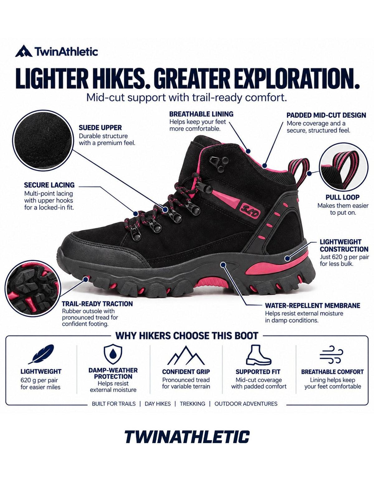 Lightweight Mid-Cut Hiking Boots