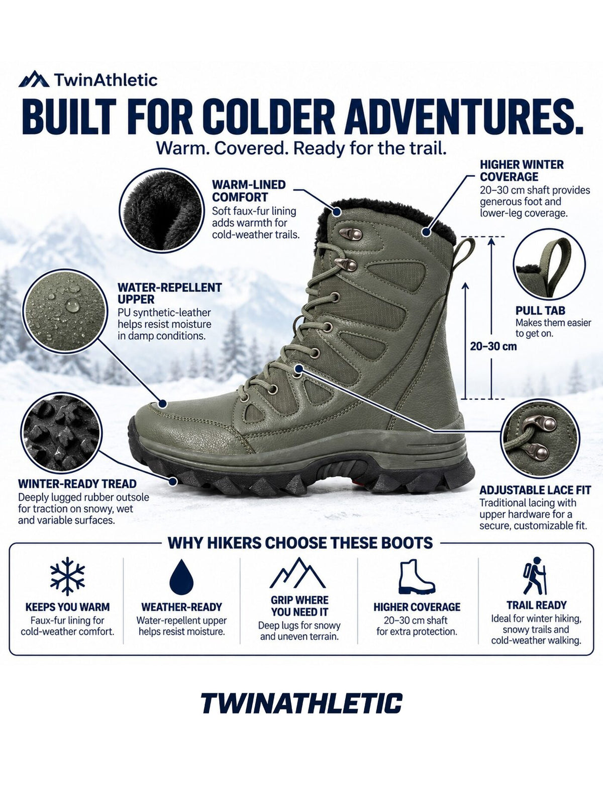 Warm-Lined Winter Hiking Boots