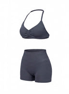 Women’s Gym Set One-Shoulder Bra and Shorts