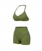 Women’s Gym Set One-Shoulder Bra and Shorts