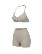 Women’s Gym Set One-Shoulder Bra and Shorts