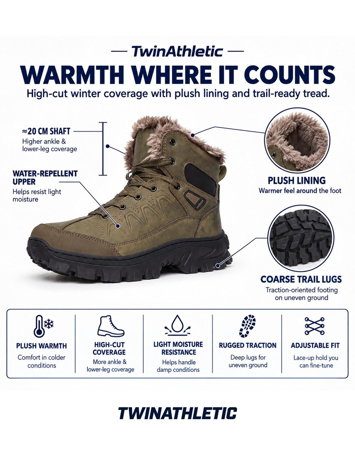 Plush-Lined High-Cut Winter Trail Boots
