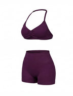 Women’s Gym Set One-Shoulder Bra and Shorts