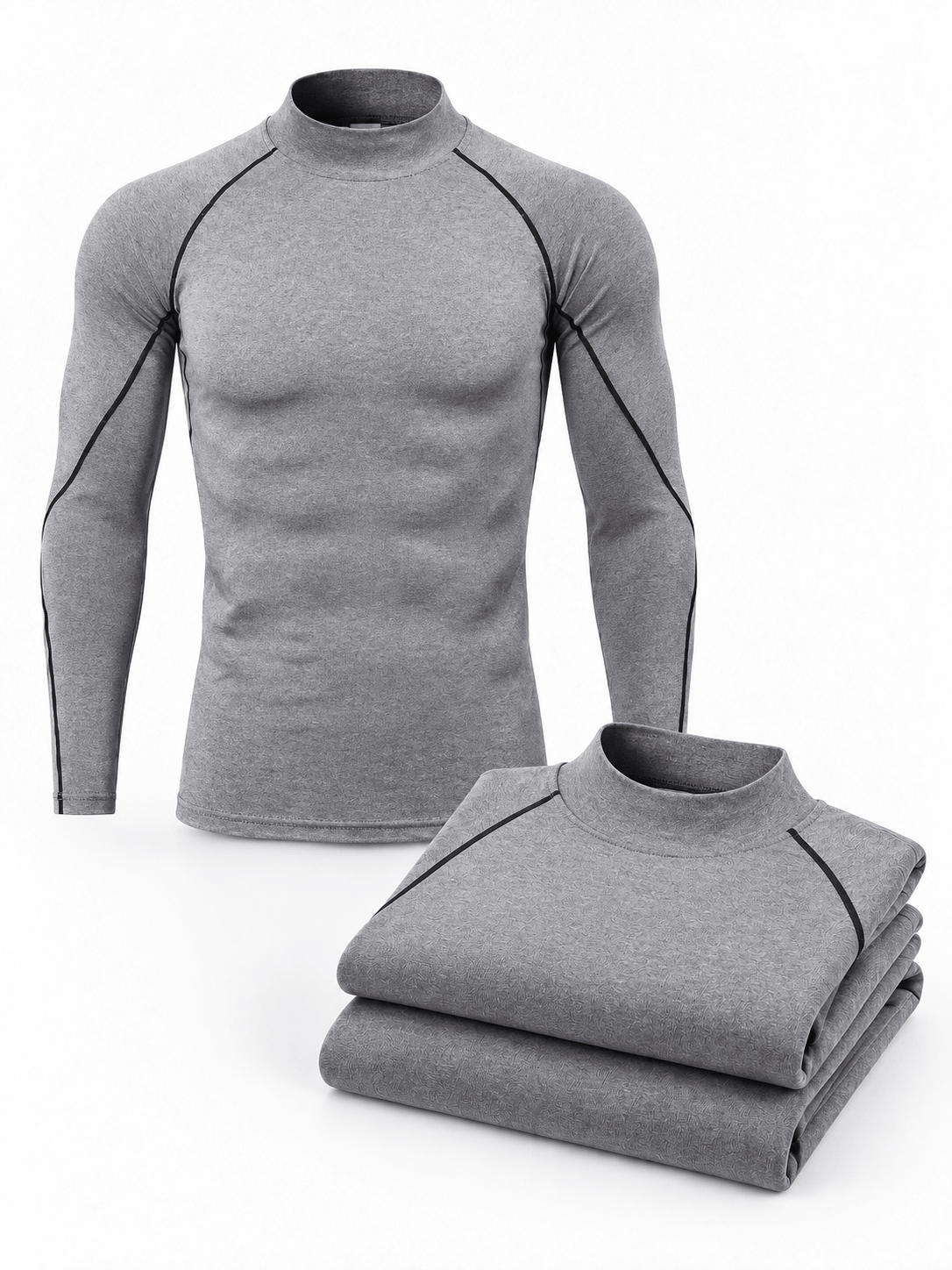 Muscle Fit Long Sleeve Training Shirt 3-Pack - Mock Neck
