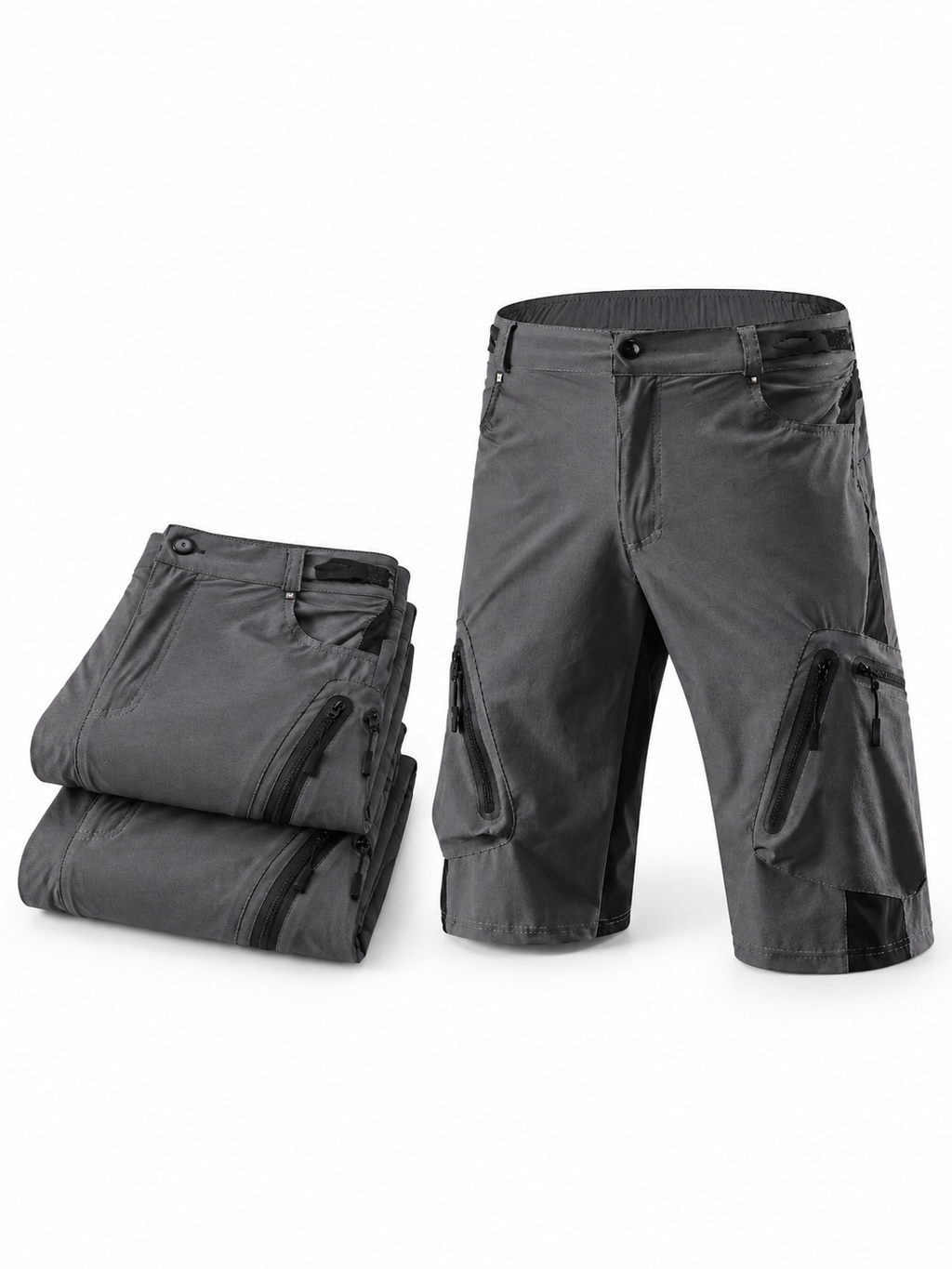 Mountain Bike Cargo Shorts with Zippered Pockets 3-Pack
