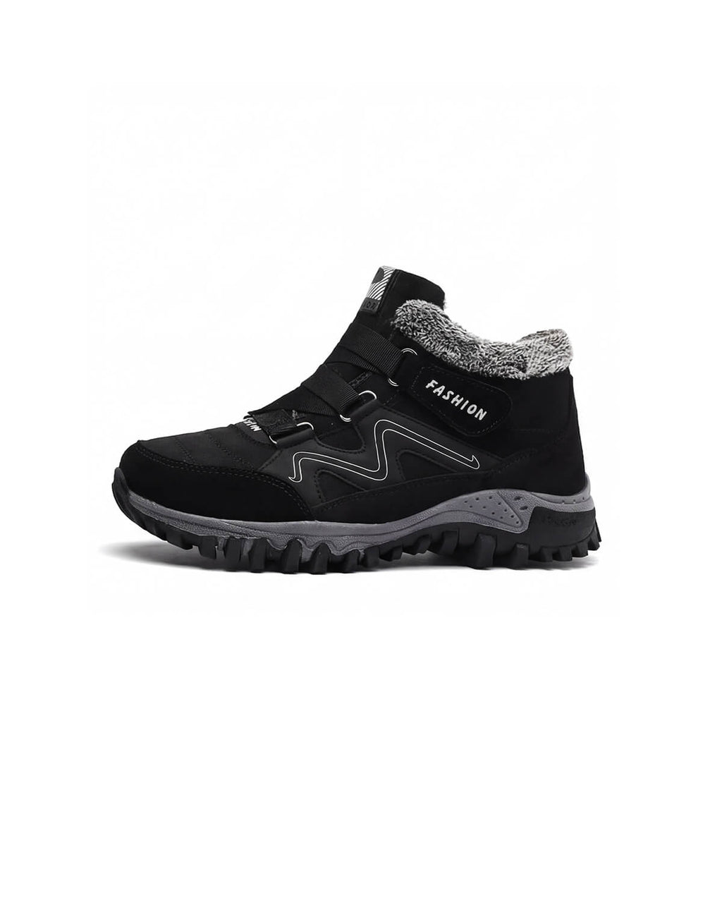 Fleece-Lined Winter Hiking Boots with Hook-and-Loop Straps