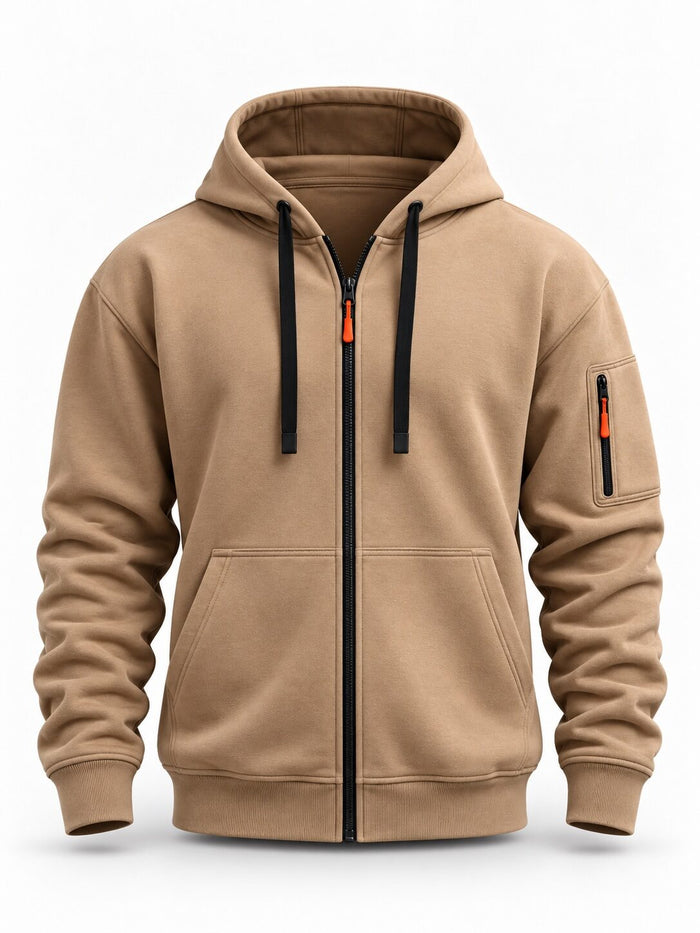 Full-Zip Training Hoodie with Zippered Sleeve Pocket