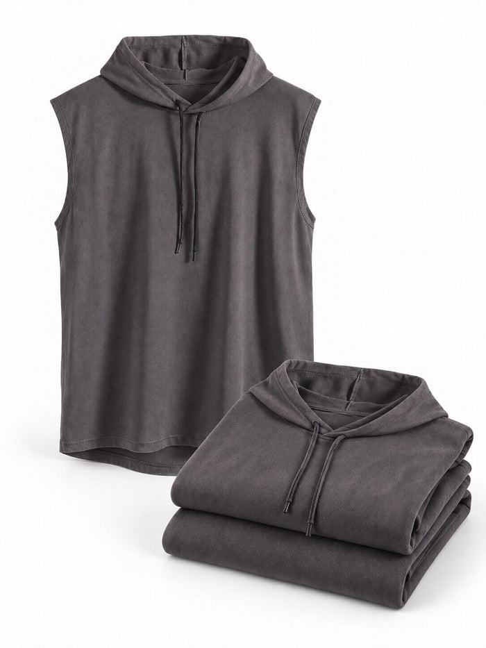 Men's Sleeveless Gym Hoodies - 3-Pack