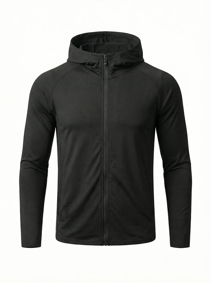Zip-Up Hooded Fitness Jacket with Athletic Fit