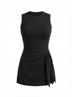 Women's Tennis Dress with Built-In Shorts and Wrap Tie Skirt