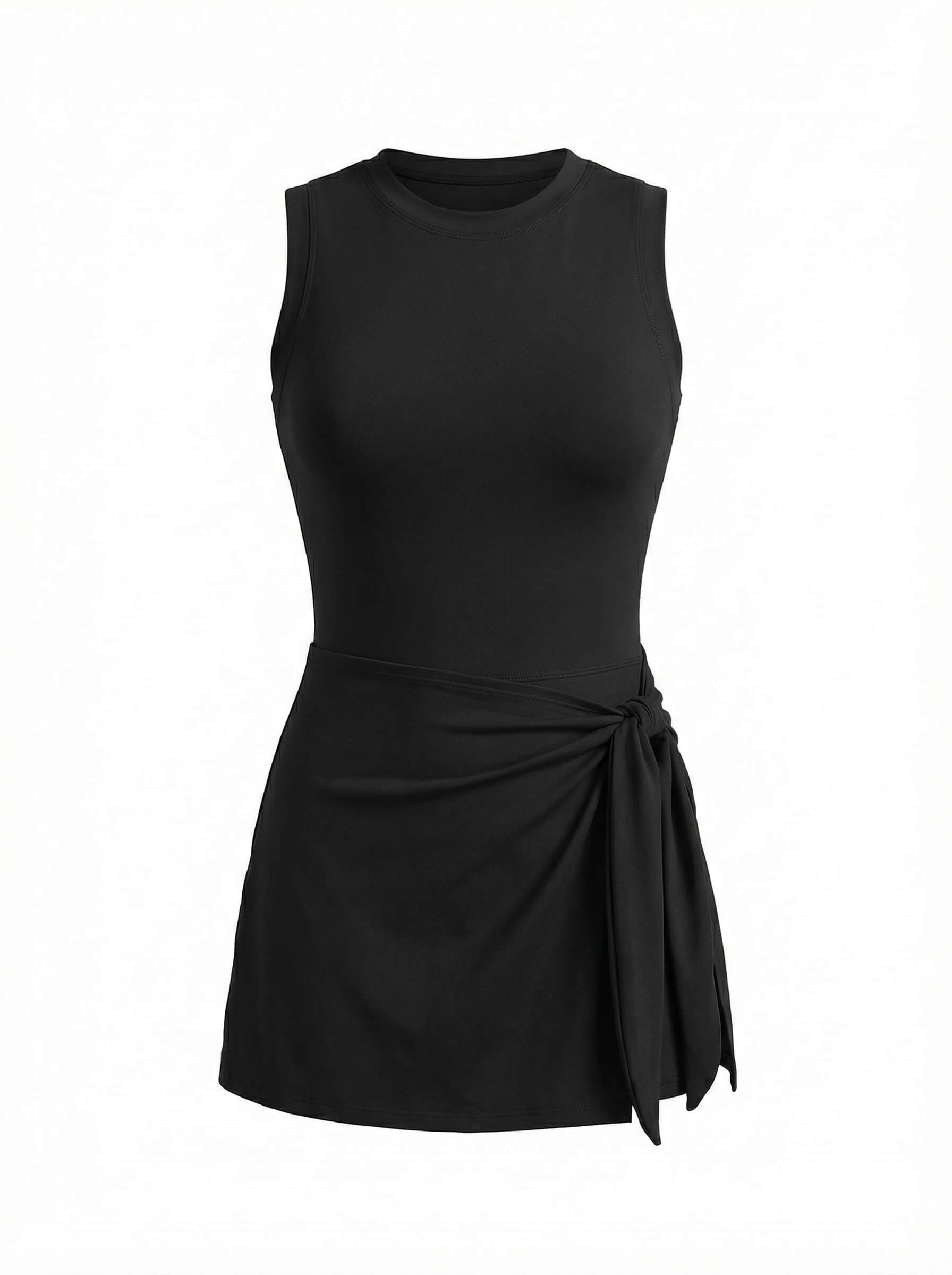 Women's Tennis Dress with Built-In Shorts and Wrap Tie Skirt