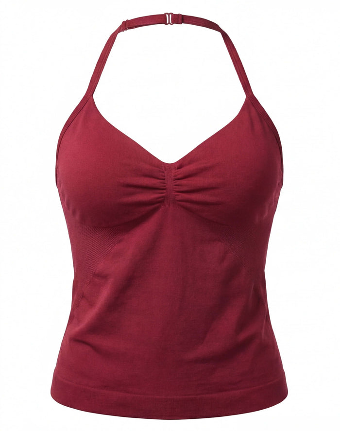 Women’s Backless Halter Gym Top with Adjustable Tie