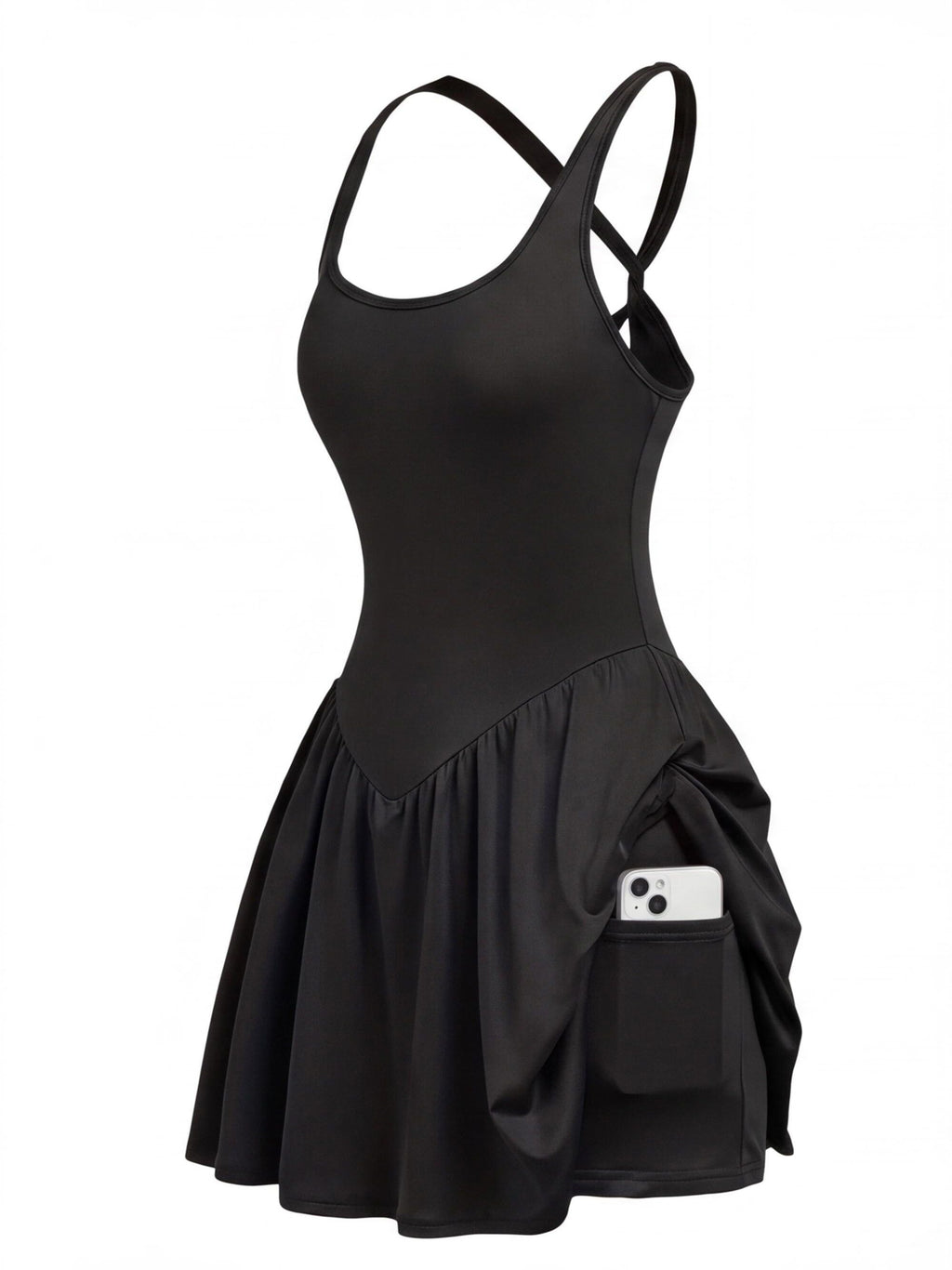 Cross-Back Sports Dress with Side Pocket