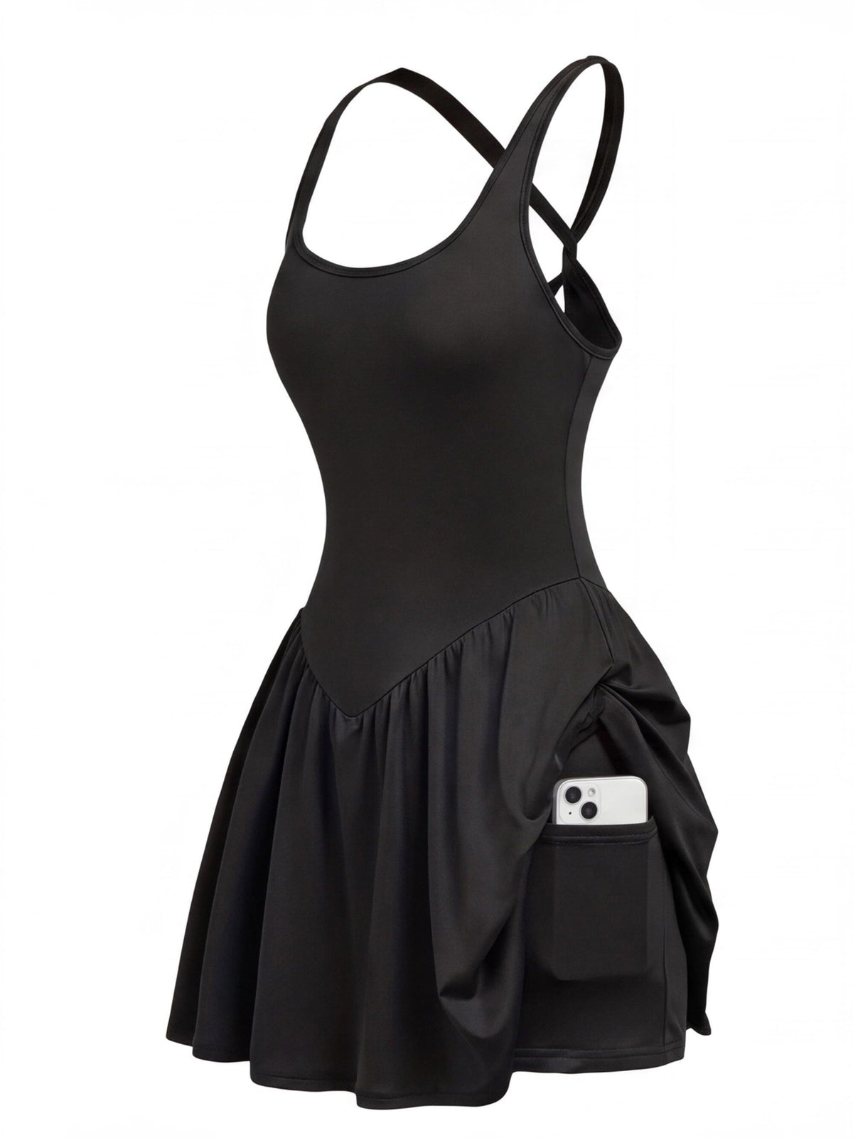 Cross-Back Sports Dress with Side Pocket