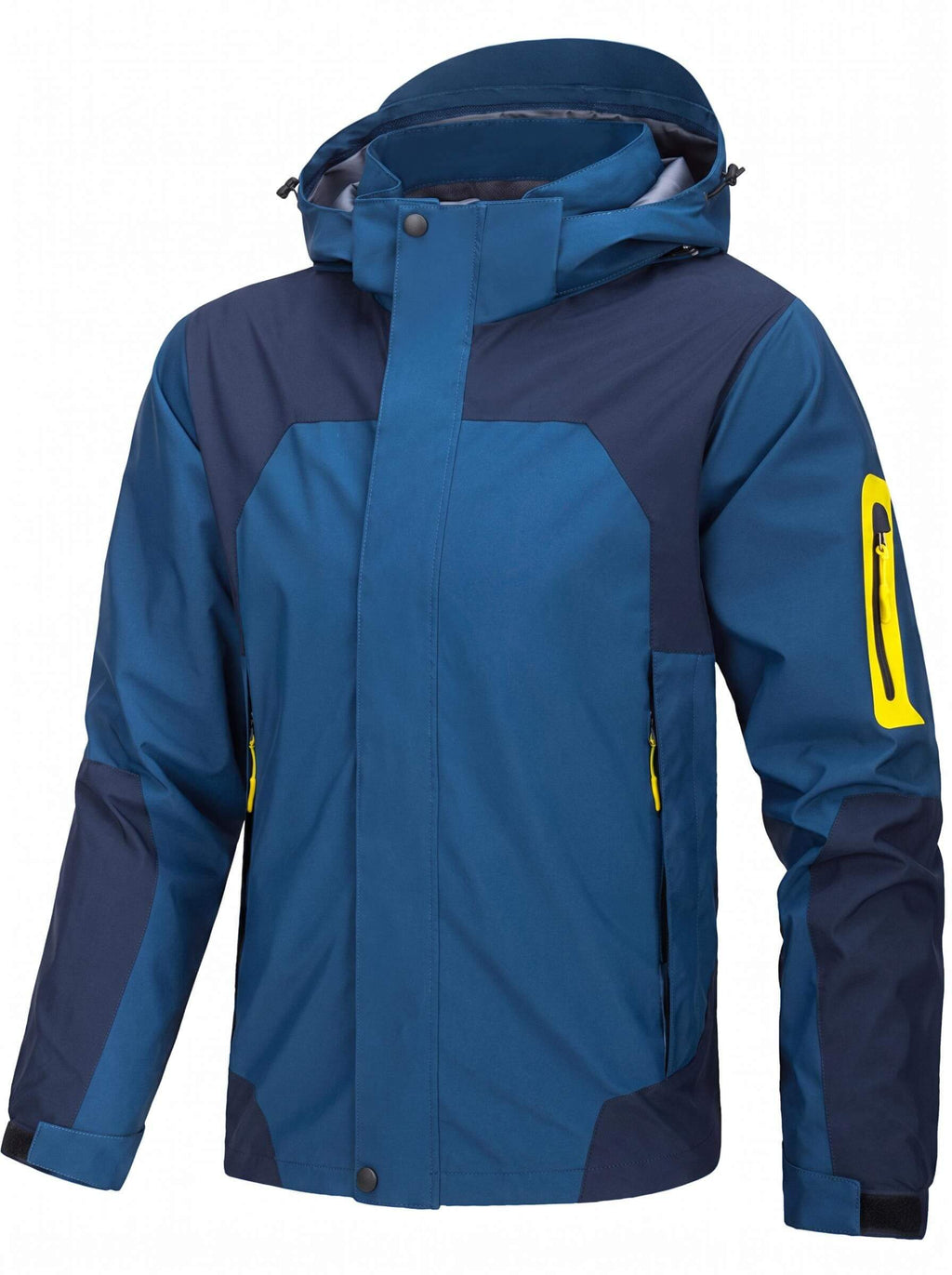 Hooded Cycling Jacket with Zippered Pockets and Reinforced Panels