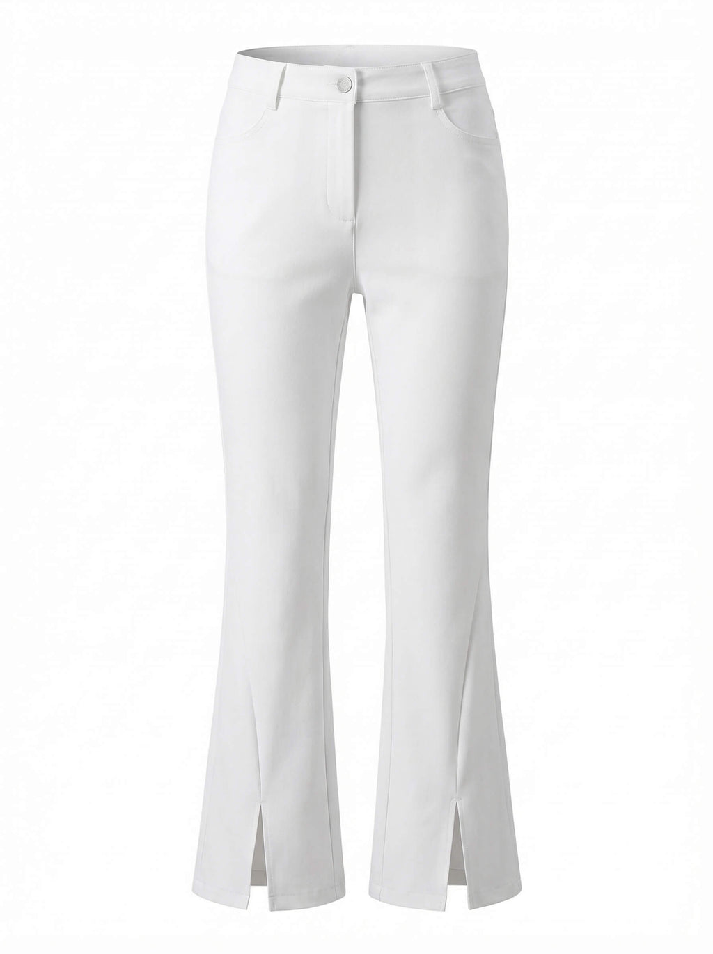 Golf Pants with Front Slit Hem and Belt Loops