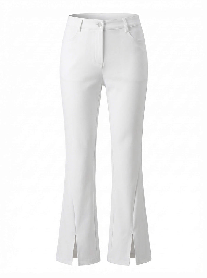 Golf Pants with Front Slit Hem and Belt Loops