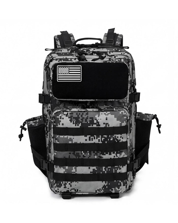 Tactical-Style Backpack with MOLLE Webbing and Patch Panel