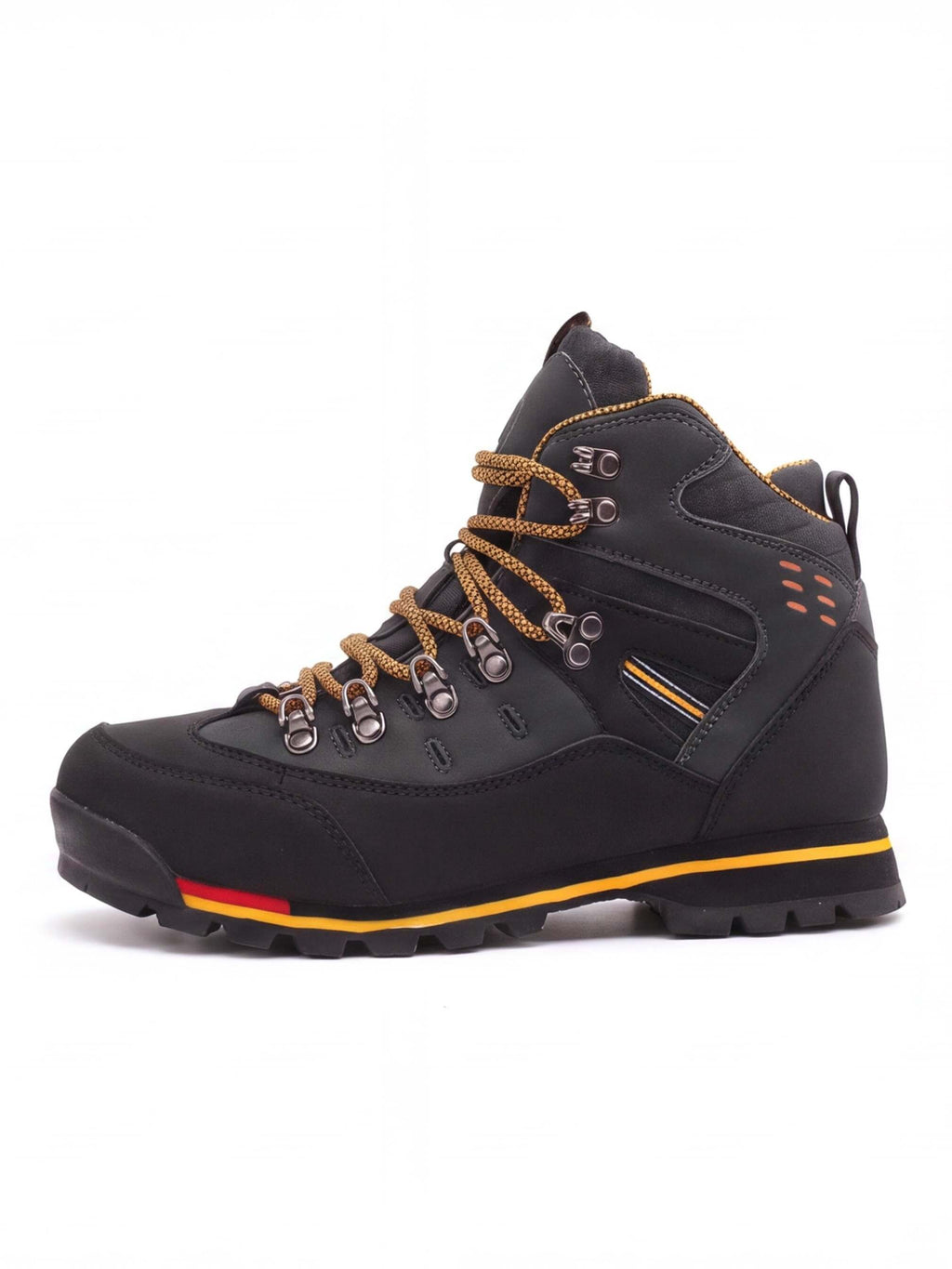 Protective Hiking Boots with Wraparound Rand and Hook Lacing