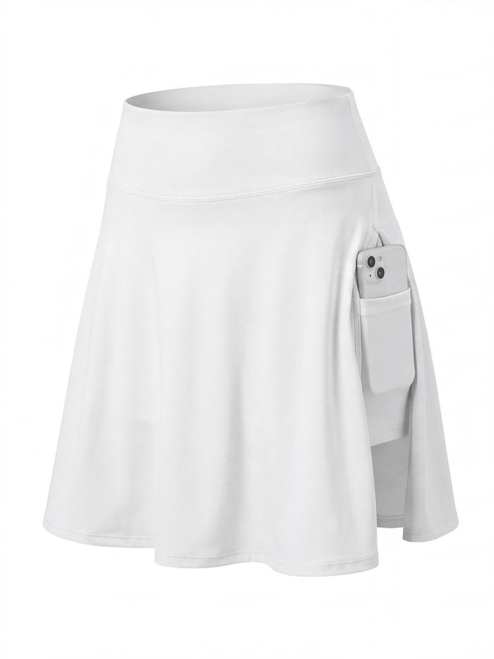 High-Waisted Pocket Skort with Built-In Shorts